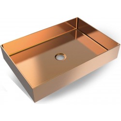 Washbasin Free standing 55x38x10 material: Inox Without hole Without overflow brushed rose gold, color: Pink Gold surface: Brushed Free standing