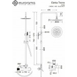 Shower tap with showerpipe and overhead shower Wall-mounted material: Brass mixer, color: Black surface: Matt Wall-mounted exposed with showerpipe and overhead shower