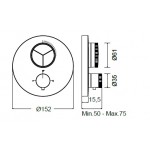 Μπαταρία ντουζιέρας εντοιχιζόμενη εξωτερικό μέρος 3 εξόδων αναμεικτική από ορείχαλκο με πλακέτα, χρώμα: Χρωμέ επιφάνεια: Γυαλιστερή Εντοιχιζόμενες εξωτερικό μέρος
