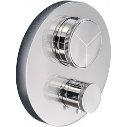 Shower tap Wall-mounted external part 3 way material: Brass mixer With plate without hand shower, hose and holder, color: Chrome surface: Glossy Wall-mounted - external part