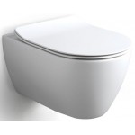Wall-mounted toilet & toilet seat soft closing, style: Sandwich hidden fixation Rimless Slim 50,5x36 surface: Matt, color: White Wall-mounted Wall-mounted toilet & toilet seat soft closing, style: Sandwich hidden fixation Rimless Slim 50,5x36 surface: Matt, color: White Wall-mounted