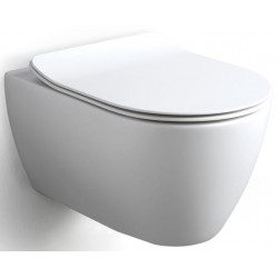 Σετ Λεκάνη επίτοιχη (κρεμαστή) υψηλής πίεσης + Κάλυμμα soft closing Rimless Sandwich slim κρυφή στήριξη 50,5x36 επιφάνεια: Ματ, χρώμα: Λευκό Επίτοιχες ΥΠ