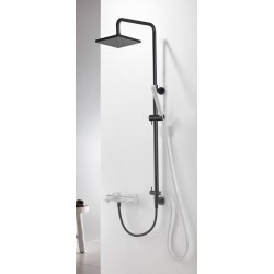 Shower slider rail with head material: Brass With diverter, color: Black surface: Matt Shower rails with head