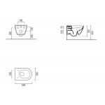 Wall-mounted toilet & toilet seat soft closing, style: Sandwich hidden fixation Slim with rim Ghiaccio 50x36 surface: Matt, color: Grey Wall-mounted toilet & toilet seat soft closing, style: Sandwich hidden fixation Slim with rim Ghiaccio 50x36 surface: Matt, color: Grey