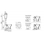 Floor standing toilet & toilet seat, style: Sandwich horizontal outlet p Simple with rim 68x37 surface: Glossy, color: White Floor standing Floor standing toilet & toilet seat, style: Sandwich horizontal outlet p Simple with rim 68x37 surface: Glossy, color: White Floor standing