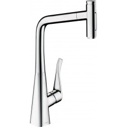 Kitchen tap Deck-mounted material: Brass with shower, color: Chrome surface: Glossy