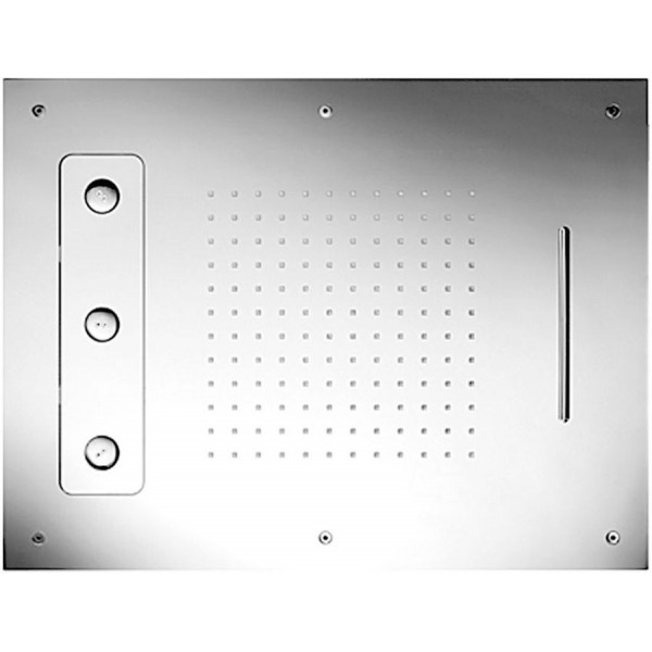 Κεφαλή ντους οροφής 63x48 από inox 3 ροών με χρωματοθεραπεία & ηχοσύστημα, χρώμα: Χρωμέ επιφάνεια: Γυαλιστερή Κεφαλές ντους