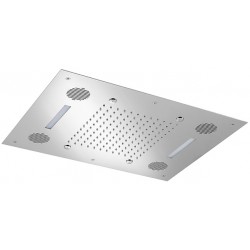 Κεφαλή ντους οροφής 63x48 από inox 2 ροών με χρωματοθεραπεία, χρώμα: Χρωμέ επιφάνεια: Γυαλιστερή