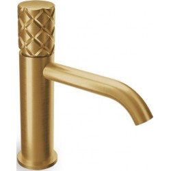 Μπαταρία νιπτήρος επικαθήμενη αναμεικτική από ορείχαλκο με βαλβίδα push-open  brushed gold, χρώμα: Χρυσό επιφάνεια: Βουρτσισμένη