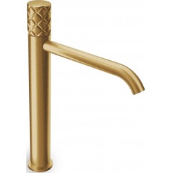 Wash basin tap Deck-mounted for free-standing washbasin material: Brass mixer With push-open waste set brushed gold, color: Gold surface: Brushed Deck-mounted