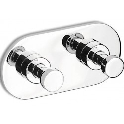 Hook double Flat wall mounted material: Brass, color: Chrome surface: Glossy Hooks
