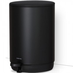 Χαρτοδοχείο soft close, Φ23x31 Black Matt από ορείχαλκο 5 lt επιδαπέδιος τύπος κλειστό, χρώμα: Μαύρο επιφάνεια: Ματ Χαρτοδοχεία