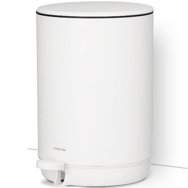Waste bin material: Brass 5 lt Closed Floor standing, color: White surface: Matt Dustbins Waste bin material: Brass 5 lt Closed Floor standing, color: White surface: Matt Dustbins
