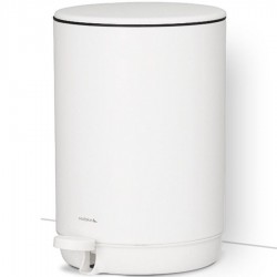 Waste bin material: Brass 5 lt Closed Floor standing, color: White surface: Matt Dustbins