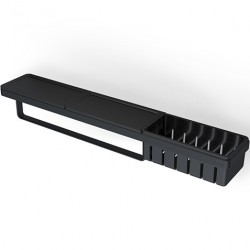 Shelve with tower holder 63x10,8x10,5 material: Brass Black Matt, color: Black surface: Matt Shelves with tower holder