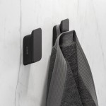 Hook Flat wall mounted material: Brass single, color: Black surface: Matt Hooks