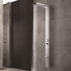 Στήλη ντους εξωτερικού χώρου από inox 190x18x55, AISI 316, χρώμα: Χρωμέ επιφάνεια: Βουρτσισμένη Εξωτερικού χώρου