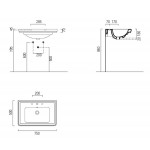 Washbasin Wall-mounted 75x50x20 no pedestal With 1 bowl With hole in the middle material: Porcelain, color: White surface: Glossy Wall-mounted Washbasin Wall-mounted 75x50x20 no pedestal With 1 bowl With hole in the middle material: Porcelain, color: White surface: Glossy Wall-mounted