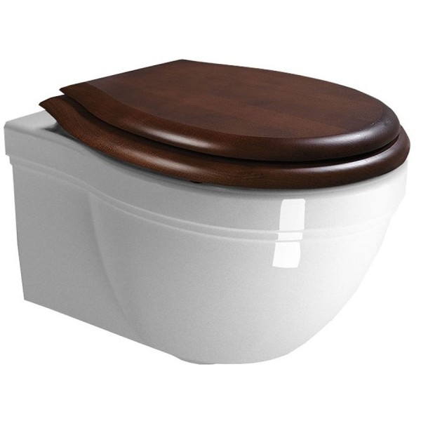 Wall-mounted toilet & toilet seat, style: Sandwich hidden fixation with rim 55x37 surface: Glossy, color: White Wall-mounted