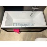 Μπανιέρα υδρομασάζ ορθογώνια 180x80 από ενισχυμένο ακρυλικό επιφάνεια: Ματ με μπροστινό & πλαϊνό πάνελ από ξύλο δρυς, χρώμα: Λευκό Ορθογώνιες