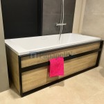 Μπανιέρα υδρομασάζ ορθογώνια 180x80 από ενισχυμένο ακρυλικό επιφάνεια: Ματ με μπροστινό & πλαϊνό πάνελ από ξύλο δρυς, χρώμα: Λευκό Ορθογώνιες