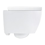 Wall-mounted toilet & toilet seat soft closing, style: Wrapover hidden fixation Rimless 45x35 surface: Glossy, color: White Wall-mounted Wall-mounted toilet & toilet seat soft closing, style: Wrapover hidden fixation Rimless 45x35 surface: Glossy, color: White Wall-mounted