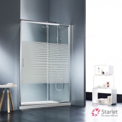 Καμπίνα ντουζιέρας ευθύγραμμη 150x180 5mm συρόμενη stripes επιφάνεια: Γυαλιστερή, χρώμα: Χρωμέ Ευθύγραμμες