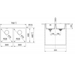 Νεροχύτης γρανιτένιος 75x44 χωρίς πάγκο ένθετος 2 γούρνες stone grey, χρώμα: Γκρι Γρανιτένιοι