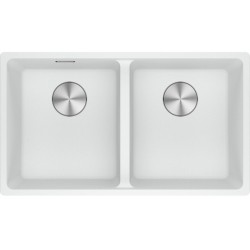 Νεροχύτης γρανιτένιος 75x44 χωρίς πάγκο ένθετος 2 γούρνες polar white, χρώμα: Λευκό Γρανιτένιοι