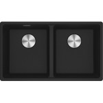 Νεροχύτης γρανιτένιος 75x44 χωρίς πάγκο ένθετος 2 γούρνες, χρώμα: Μαύρο Γρανιτένιοι