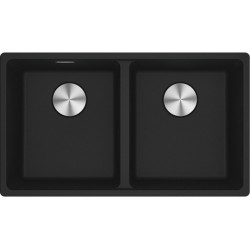 Νεροχύτης γρανιτένιος 75x44 χωρίς πάγκο ένθετος 2 γούρνες, χρώμα: Μαύρο Γρανιτένιοι