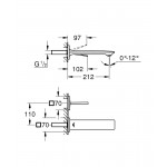 Wash basin tap Wall-mounted - external part 2 holes mixer Without waste, color: Chrome 21,2cm, M-Size material: Brass surface: Glossy Wall-mounted - external part