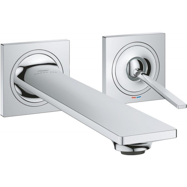 Wash basin tap Wall-mounted - external part 2 holes mixer Without waste, color: Chrome 21,2cm, M-Size material: Brass surface: Glossy Wall-mounted - external part