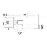 Spout (Nozzle) 15,5cm Wall-mounted material: Brass, color: Chrome surface: Brushed Bath spouts Spout (Nozzle) 15,5cm Wall-mounted material: Brass, color: Chrome surface: Brushed Bath spouts