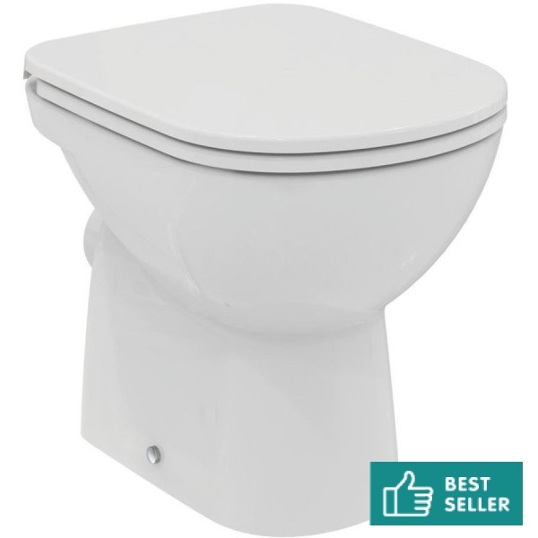 Floor standing toilet & toilet seat soft closing, style: Sandwich horizontal outlet p Simple with rim 48,5x36 surface: Glossy, color: White Floor standing