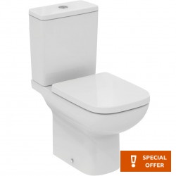 Floor standing close-coupled toilet & flushing cistern & toilet seat soft closing, style: Wrapover horizontal outlet p Rimless Simple 66,5x36 surface: Glossy, color: White