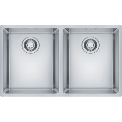 Νεροχύτης ανοξείδωτος 70,5x40 από inox επιφάνεια: Λεία ματ χωρίς πάγκο ένθετος με συνεπίπεδο προφίλ (Flushmount) / υποκαθήμενος, 2 γούρνες (74,1x43,6cm), χρώμα: Χρωμέ Ανοξείδωτοι