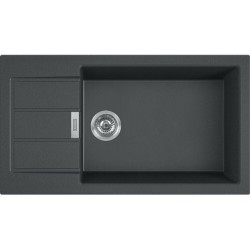 Νεροχύτης συνθετικός 78x43,5 με πάγκο αριστερά / με πάγκο δεξιά ένθετος 1 γούρνα αντιστρεφόμενος, carbon black, χρώμα: Μαύρο Συνθετικοί