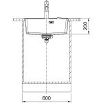 Νεροχύτης γρανιτένιος 56x51 χωρίς πάγκο ένθετος 1 γούρνα Black Matt, χρώμα: Μαύρο Γρανιτένιοι