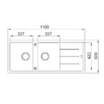 Sink Granite 116x50 left / right nested 2 cabinet, color: Black Granite