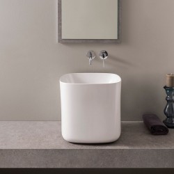 Νιπτήρας ελευθέρας τοποθέτησης 42x42x40 από πορσελάνη χωρίς οπή  χωρίς υπερχείλιση, χρώμα: Λευκό επιφάνεια: Γυαλιστερή Ελευθέρας τοποθέτησης