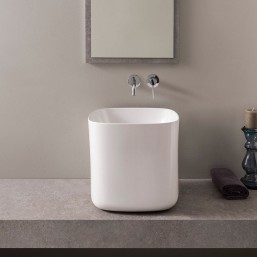 Washbasin Free standing 42x42x40 material: Porcelain Without hole Without overflow, color: White surface: Glossy