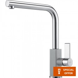Kitchen tap Deck-mounted material: Brass stone grey, color: Chrome/Grey surface: Glossy Deck-mounted