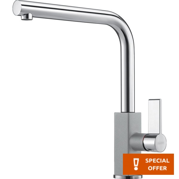 Kitchen tap Deck-mounted material: Brass stone grey, color: Chrome/Grey surface: Glossy Deck-mounted Kitchen tap Deck-mounted material: Brass stone grey, color: Chrome/Grey surface: Glossy Deck-mounted