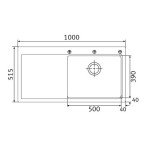 Sink Granite 96x39 left nested / Undermount 1 bowl oyster, color: Brown Granite