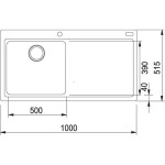 Sink Granite 96x39 left nested / Undermount 1 bowl polar white, color: White Granite
