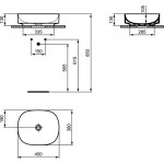 Washbasin Free standing 45x38x13 material: Porcelain Without hole Without overflow silk white, color: White surface: Matt Free standing