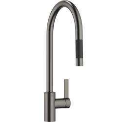 Kitchen tap Deck-mounted material: Brass With Pull-Out Spray 1 jet Dark Platinum matt, color: Grey surface: Brushed Deck-mounted