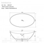 Bathtub Free standing/ Built-in 180x100x62 material: Solid Surface surface: Matt, color: White no grab bars Free standing/ Built-in