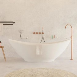 Μπανιέρα ελευθέρας τοποθέτησης 180x100x62 από solid surface επιφάνεια: Ματ, χρώμα: Λευκό χωρίς λαβές Ελευθέρας τοποθέτησης